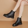 Small Size Retro Genuine Leather Women's Side Zipper Casual Women's Boots Thick Bottom Lace-up Height Increasing Insole Women's Shoes