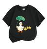 Cute Cartoon Mother Duck Holding Lotus Leaf with 3 Baby Duck