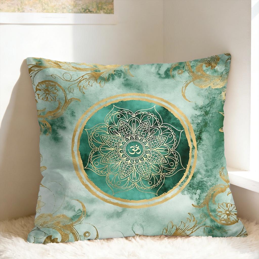 Luxury Golden Mandala Om Pillow Case Graphic Pillow Cover Vintage Cushion Cover For Sofa Home Decoration