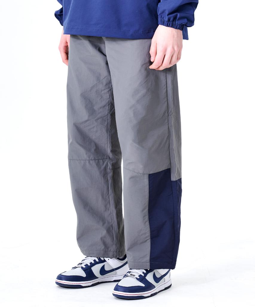 MOZMOZ Color-Block Drawstring Nylon Track Pants Gray