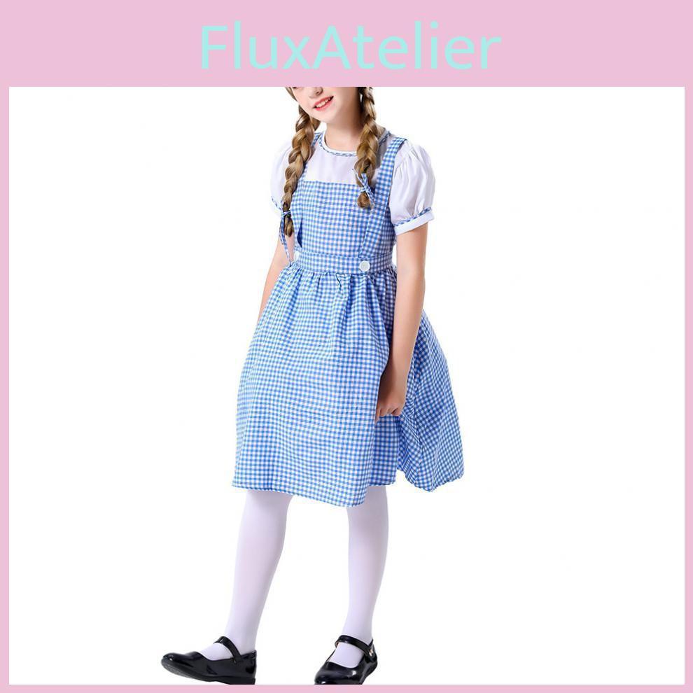Wizard Of Oz Blue Checkered Costume Dress With Headband For Girls Roleplay Special Characters Included