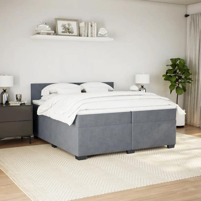 Maison Exclusive - Sommier à lattes de lit et matelas Gris foncé 200x200cm Velours