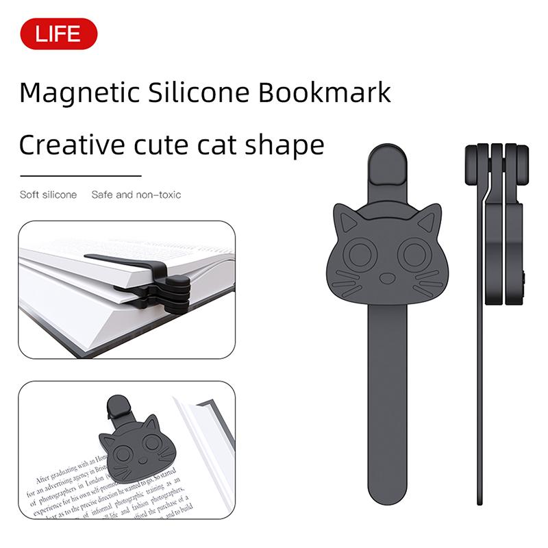 Новый силиконовый держатель для закладок из 3 штук, магнитные закладки в виде котенка, автоматически следуют разделителю страниц блокнота со школой