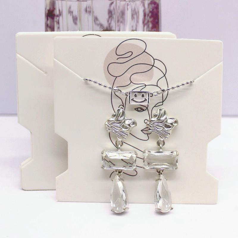 50 шт. 7,4x7,4 см белая бумажная карточка с принтом в виде девушки/кактуса, винтажный узор, серьги, ожерелье, ободок для волос, упаковка для ювелирных изделий