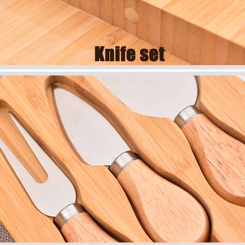 Набор досок для сыра из бамбука, современная круглая сырорезка, обеденная тарелка, десертная тарелка с ящиком, сырная тарелка, разделочная доска для кухни