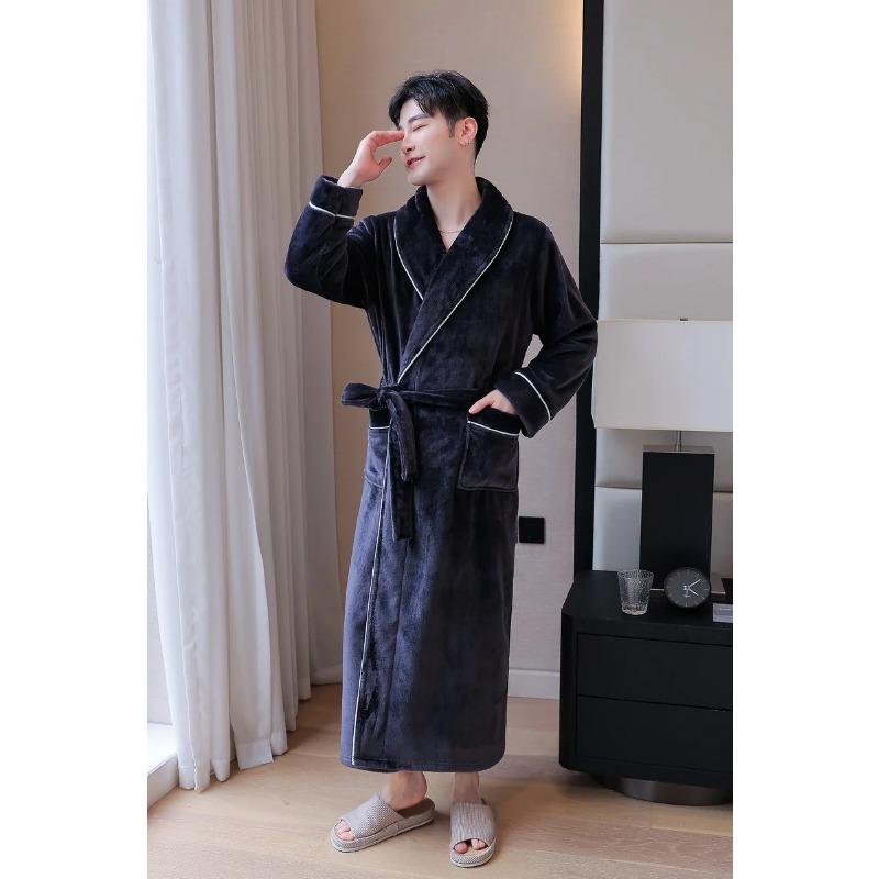 Мужские и женские зимние теплые халаты, пушистый флисовый халат, длинная пижама, домашний халат, пушистый халат для отеля и спа