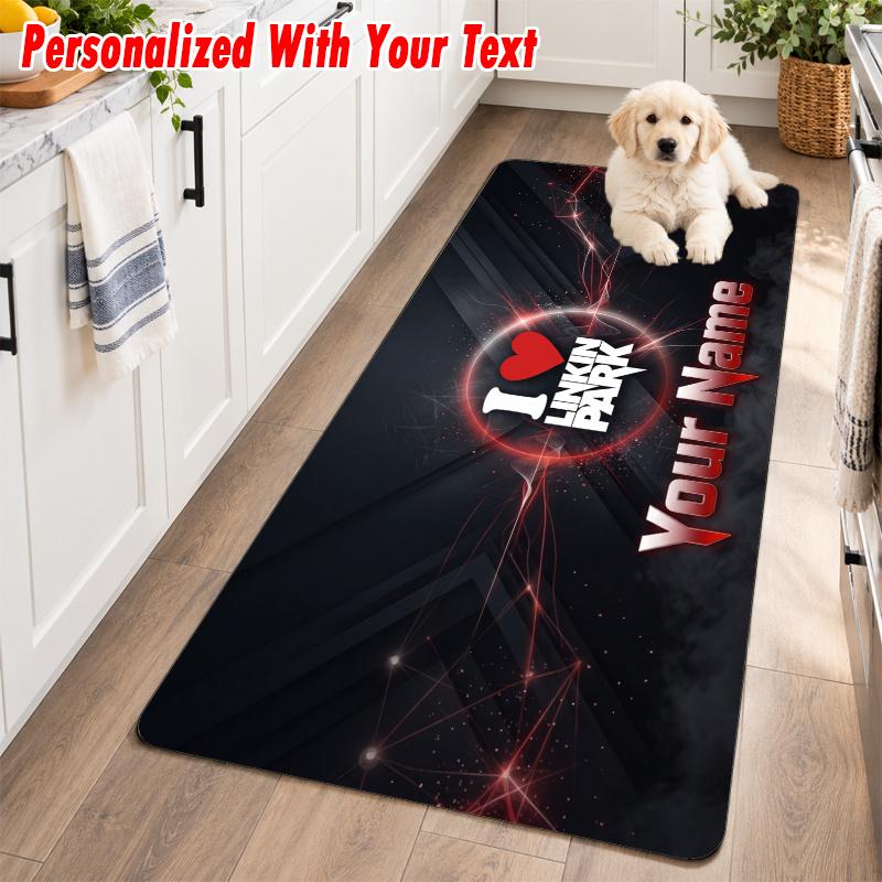 Linkin Park Custom Name Flannel Rug Kitchen Mat Non Slip Floor Carpet Personalized Home Decor