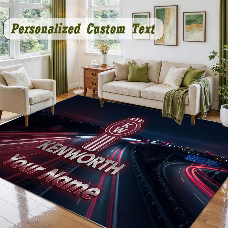 Crystal Velvet Square Rug Custom NameKenworth Pattern Non Slip Home Floor Decor Rug