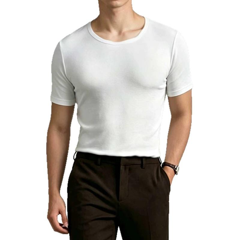 Men S Solid Color Short Sleeve T Shirt Loose Fit Korean Style