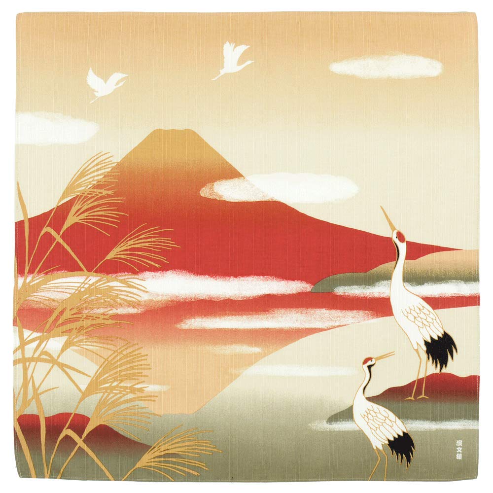 Hamabunyo Picture Cloth (Furoshiki 50cm) Crane Akane Fuji