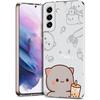 Милый мультяшный кот пара Чехол для телефона Для Samsung Galaxy S24 Ultra S23 FE S22 S20 S21 5G S10 S9 Plus S10E S8 Мягкий прозрачный чехол