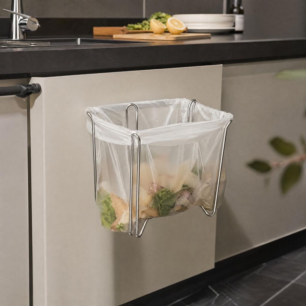 Stainless Foldable Bag Holder for Kitchen Countertop and Cabinet