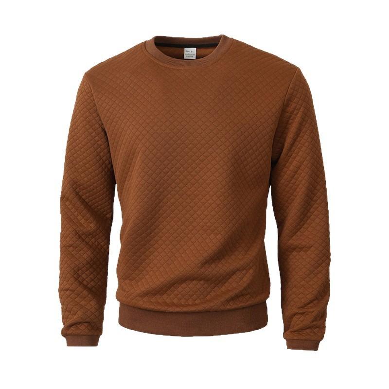 Casual Solid Waffle Knit Long Sleeve Pullover Sweatshirt