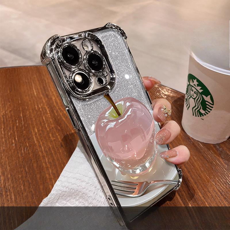 Хрустальный кронштейн для Apple Подходит для чехла для мобильного телефона Apple 16 Huawei Mate70pro Гальваническое покрытие Противоударный 15 Прозрачный 14/13