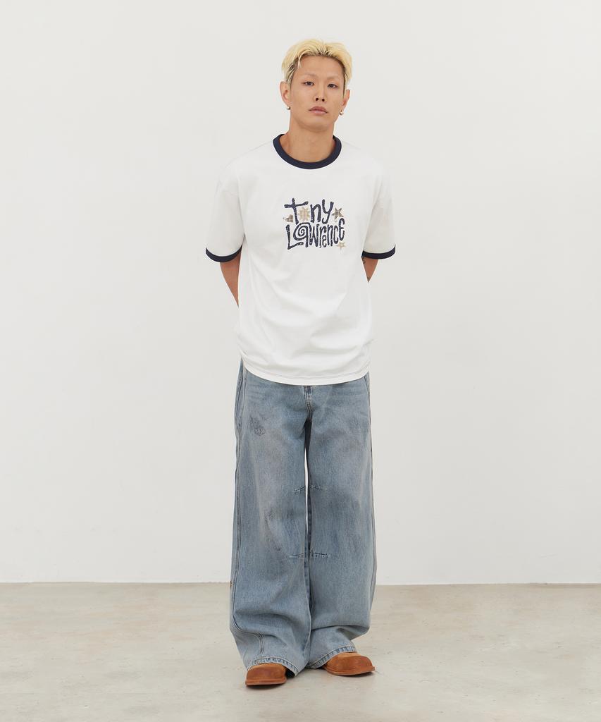 Футболка с аппликацией-надписью Ringer Off-White от Tonilolenseu