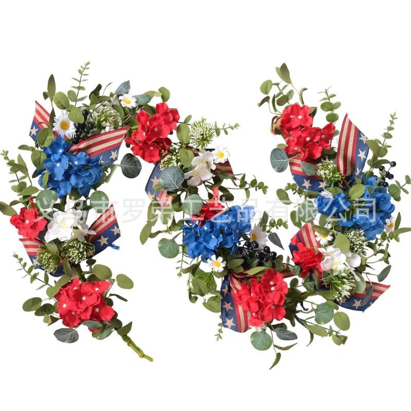 4th Of July Wreath Door Hanging Decoration With USA Flag Patriotic Party Home Outdoor Festive Display