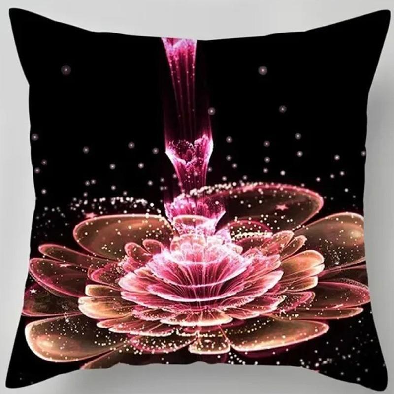 Colorful Fantasy Flowers Printed Pillow Covers Pattern Cushion Cover Suitable For Sofa Bedroom Car Pillow Cover