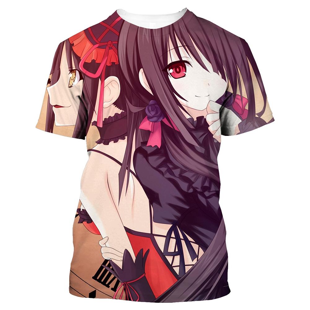 2024 Летняя мода 3D Аниме Мужская и женская футболка Date A Live Повседневная унисекс с коротким рукавом Удобный топ Большой размер 100-6XL
