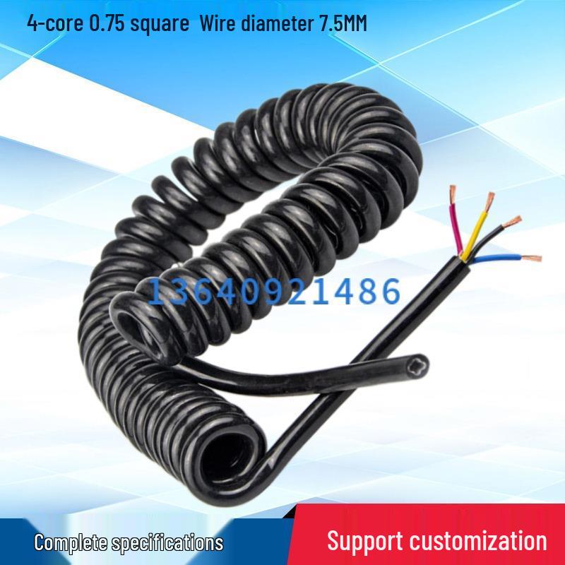 4-Core 0.75 sq PU Spring Cable, Pure Copper, Custom Length, Bright Surface