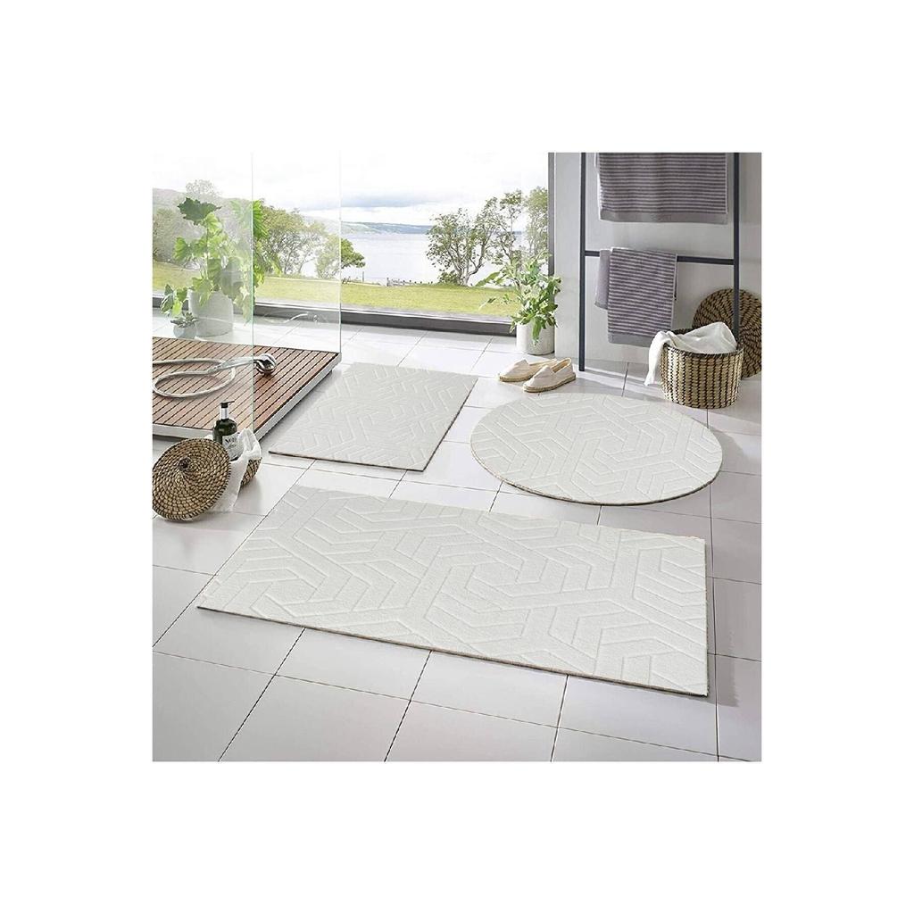 Коврик для ванной Lux Armoni Embos, набор для унитаза, 3 предмета, 50x90--50x60--50x50 (круглый)