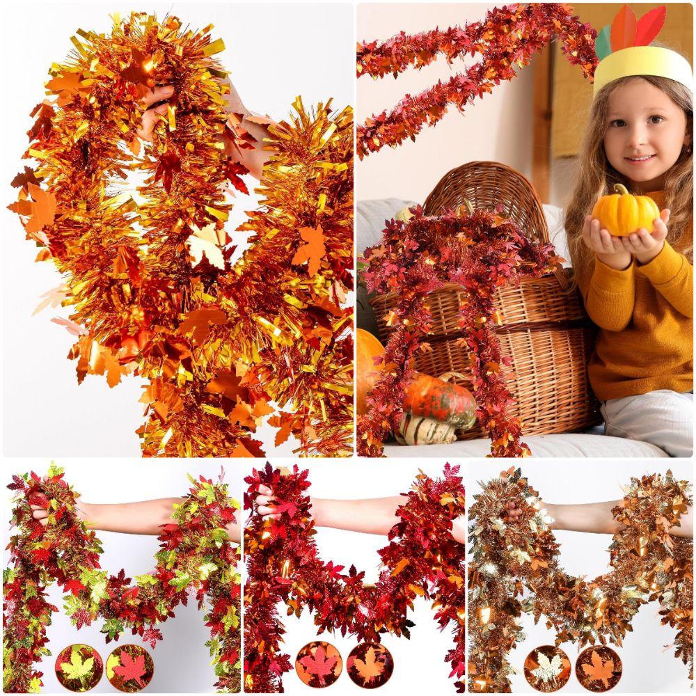 Разноцветная осенняя гирлянда из лент Универсальная металлическая фольгированная лента Мишура с блестками День благодарения