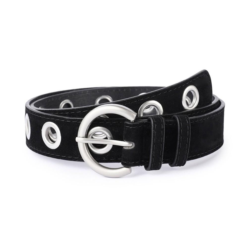Big Buttonhole Suede Leather Belt Luxury Design Retro Waistband Women Waist Belt Jeans Decoration