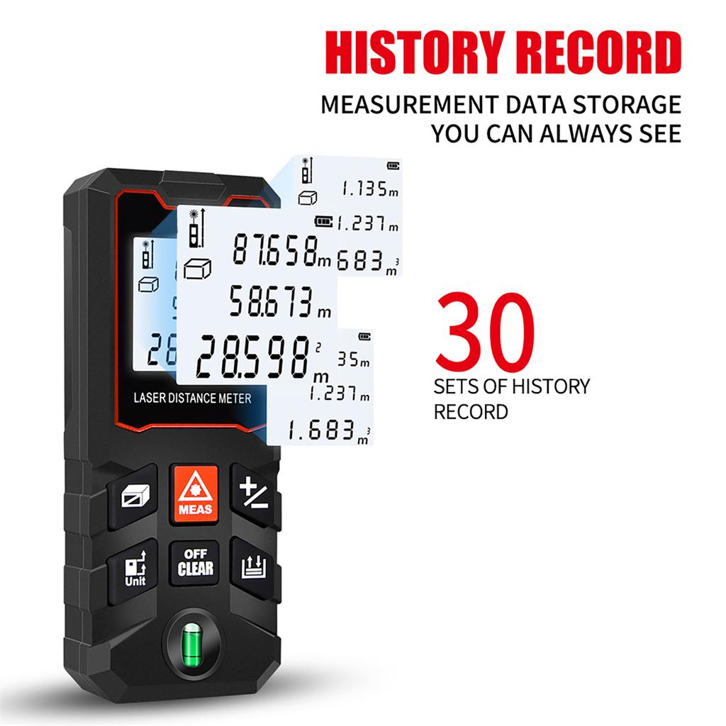 40m Msure LCD Digital Distance Meter with Bubble Range Finder Distance/ Ar/ Volume/ Pythagorn Msuring Tool Unit ing