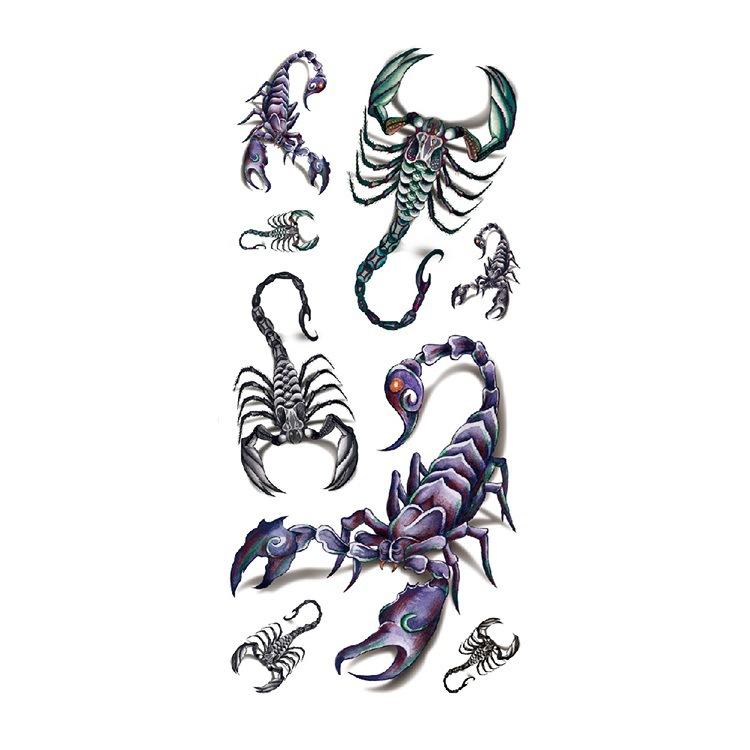 Шрам Змея Паук Скорпион Животное Водонепроницаемая Наклейка для Татуировки Образец Набора Ужасов для Подделки