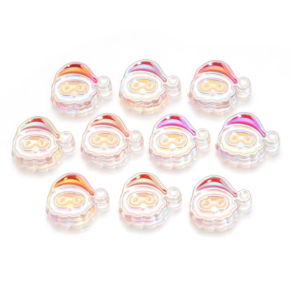 10pcs Christmas Series Acrylic Beads Santa Bell Christmas Socks Loose Beads For DIY Handmade Charm Bracelet Earring Jewelry Gift