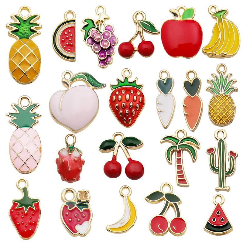 20PCS/BAG Mixed Enamel Peach Charms Sweet Style Fruit Charms Summer Kawaii Fruit Pendant for Jewelry Making Bracelets Necklace