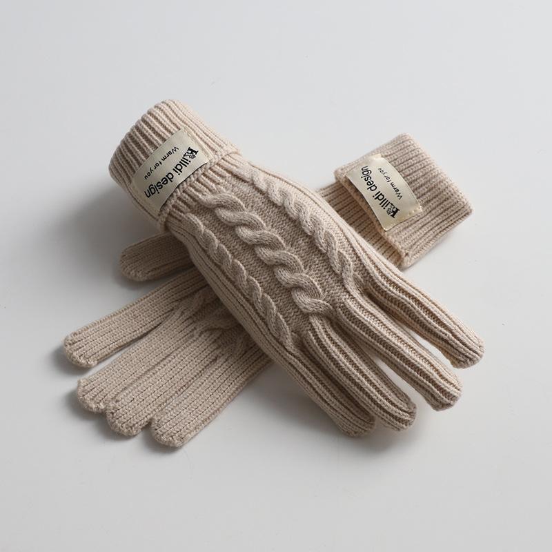 Wool Knitted Balaclava with Neck Scarf Integrated Hat Gloves Autumn and Winter Neck Protection Fashionable Red