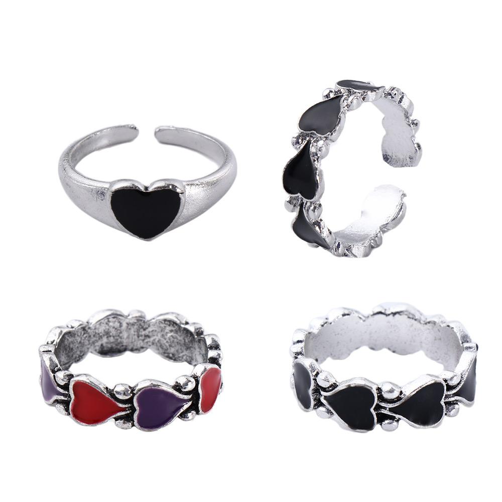 Gifts Index Finger Ring Geometric Heart Stackable Rings Korean Style Heart Chain Ring Women Rings