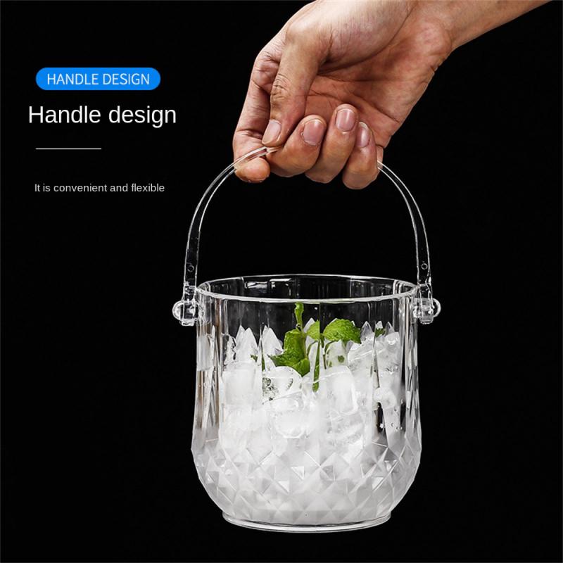 Прозрачное ведерко для льда Удобное хранение и очистка Высококачественная питьевая посуда Ведерко для льда Пластиковый зажим для льда