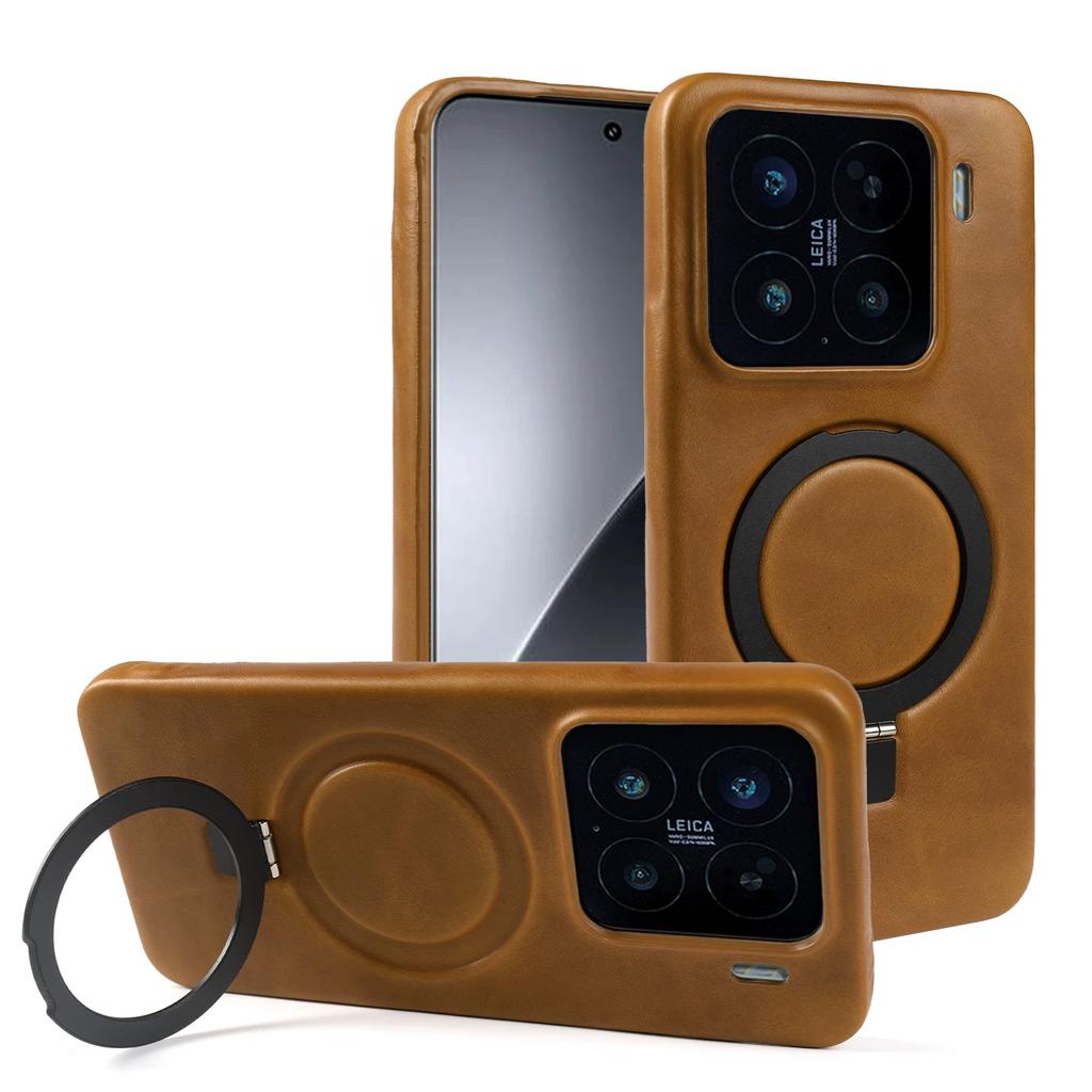 Waxed Leather Case for Xiaomi 15 Ultra 17 Pro Max 14 13T Pro Business Vintage Slim Fit Magnetic Kickstand Full Body Shockproof Protective Cover