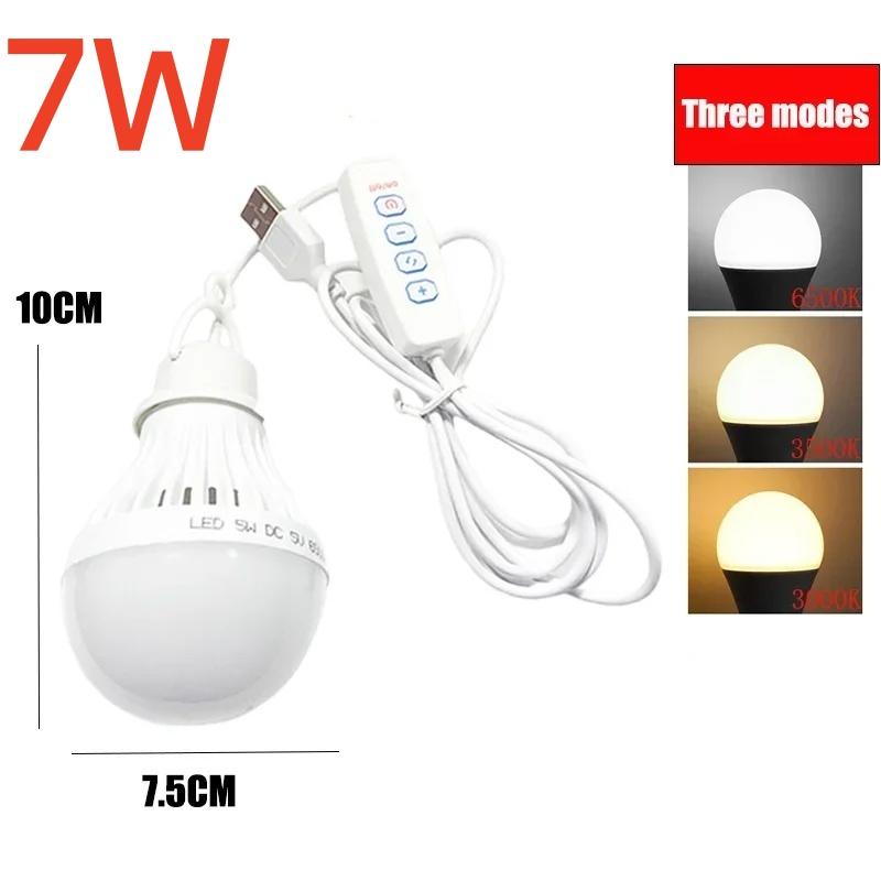 Led Camp Light Usb Emergency Bulb DC5V 3 Color Dimmable Hanging Tent Lamp for Work BBQ Fishing Repair Out USB Lamp For Powerbank