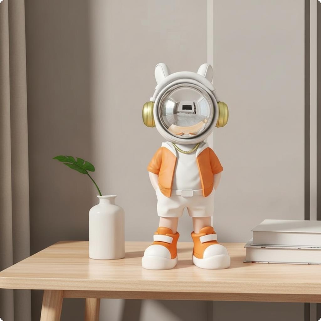 Astronaut Decor with Helmet Sculptural Astronaut Statue Space Explorer Statue Decorative Space Theme Figurines Safe