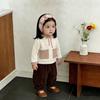 Girls' Suit Spring New Baby Foreign Style Polka Dot Color Matching Long-Sleeved T-Shirt Bottoming Shirt Versatile Bloomers