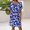 Women's Fashion Short Sleeve Dress With Pockets Floral Print Casual Beach Dress