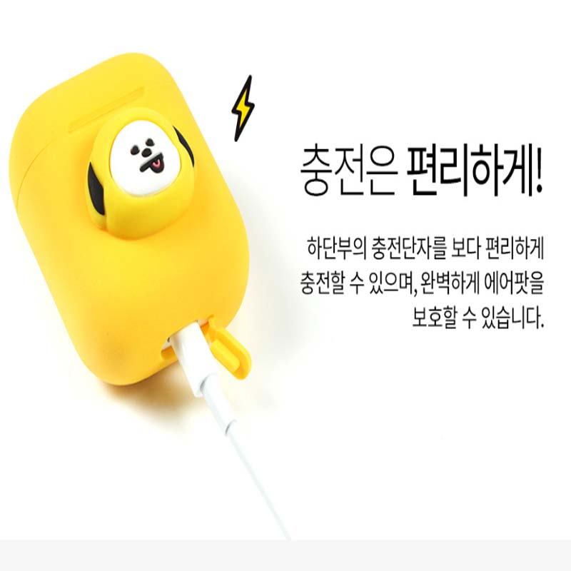 (Манг+Шуки)BTS BT21 Официальный Чехол для AirPods Силиконовый Чехол Скин