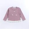 Girls' Spring Lace Bow Long Sleeve Top – Korean Style Round Neck Outerwear