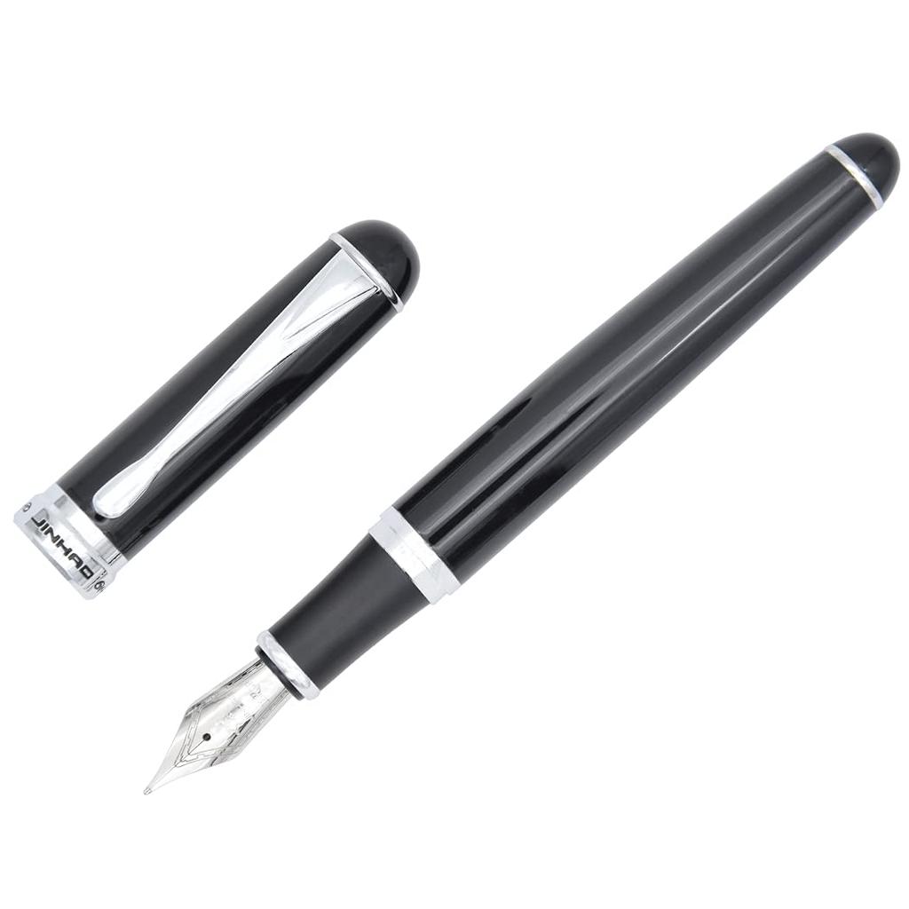 Перьевая ручка Jinhao 750 Black Bright Advanced Executive с серебряным Gullor