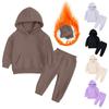 Medium And Large Boys And Girls Solid Color Fleece Sweater Trousers Suit