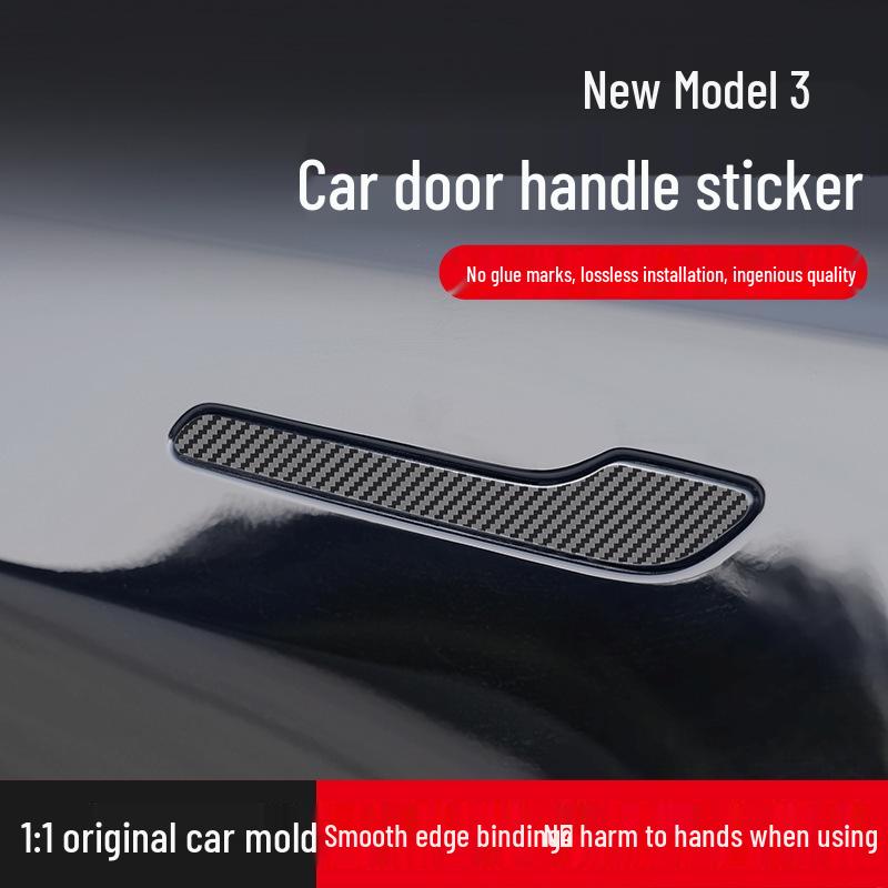 Наклейки на дверные ручки из углеродного волокна Tesla Model 3/Y — обновленная версия 3