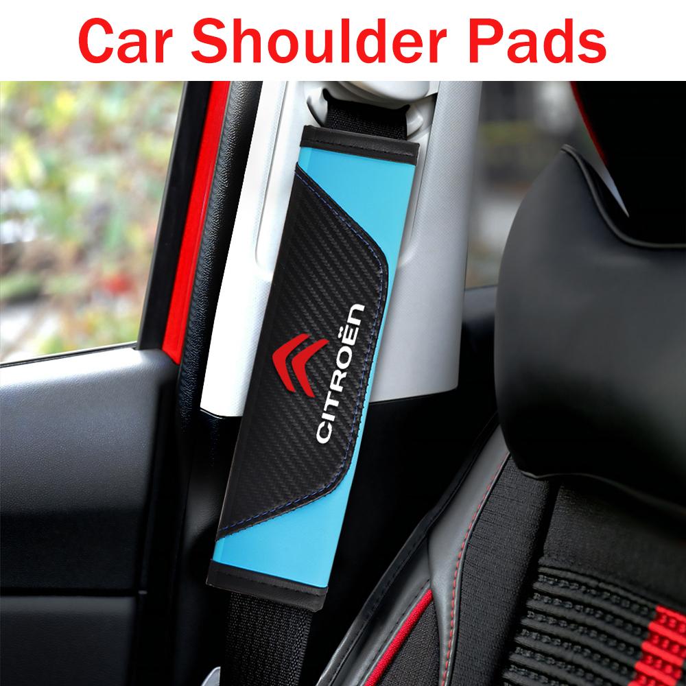 2pcs Leather Car Styling Seat Belt Cover Seatbelt Shoulder Strap Protector Pads For Citroen C3 C4 Picasso C4L C5 C-ELYSEE C6 DS4