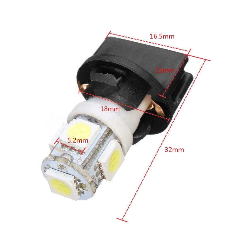 AB59-10X T10 White 5050 194 LED Bulbs Instrument Gauge Cluster Dash Light With Socket
