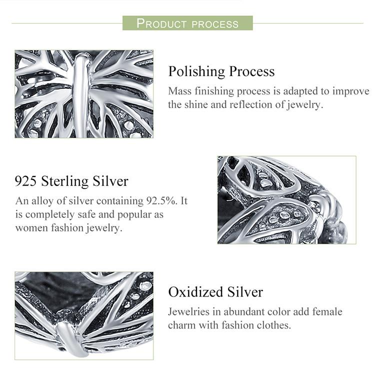 BAMOER Стерлинговое Серебро 925 пробы Классические Ретро Круглые Подвески-Бабочки подходят для оригинального браслета