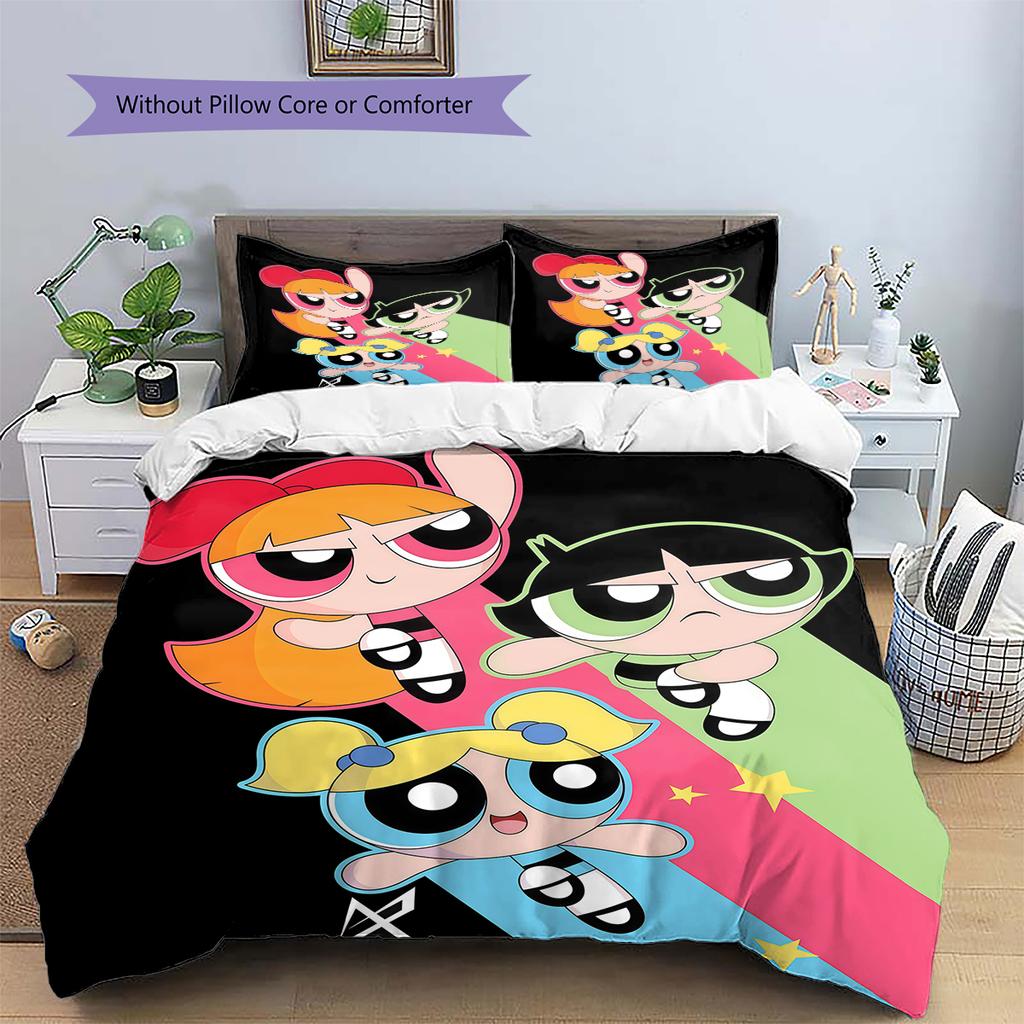 Powerpuff Girls Art Duvet Cover & Pillowcases, Powerpuff Girls Fan Bedding, Perfect Gift.chl