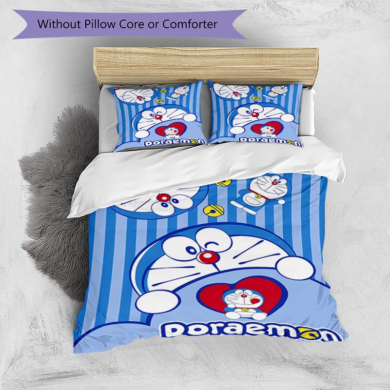 Doraemon Adventure 3‑Piece Bedding Set,Soft Breathable Duvet Cover with 31 Pillowcases,Multi‑Scene for Bedroom Dorm,Perfect Holiday Birthday Gift for