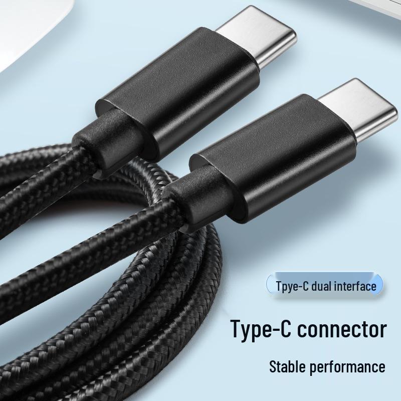 Нейлоновый кабель для быстрой зарядки с двумя разъемами Type-C для телефонов iPhone 15, Samsung, Huawei и Xiaomi