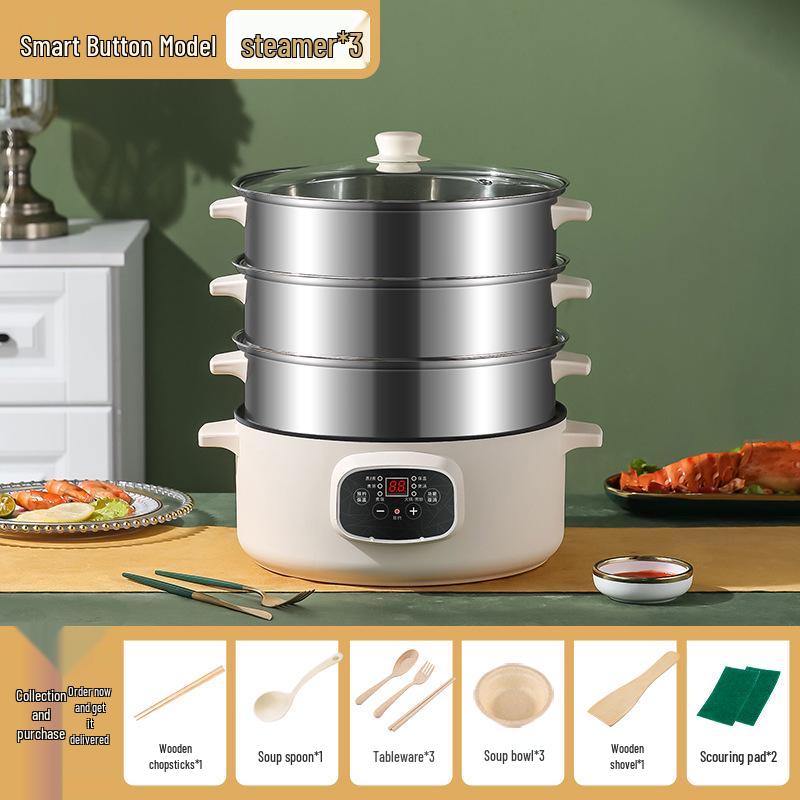 Интеллектуальная многоуровневая электрическая пароварка: Большая емкость, трехслойный, для многофункционального домашнего использования